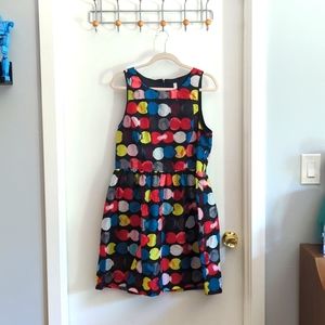 Kensie Colorful Sleeveless Retro Polka Dot Mini A-Line Dress Size Large
